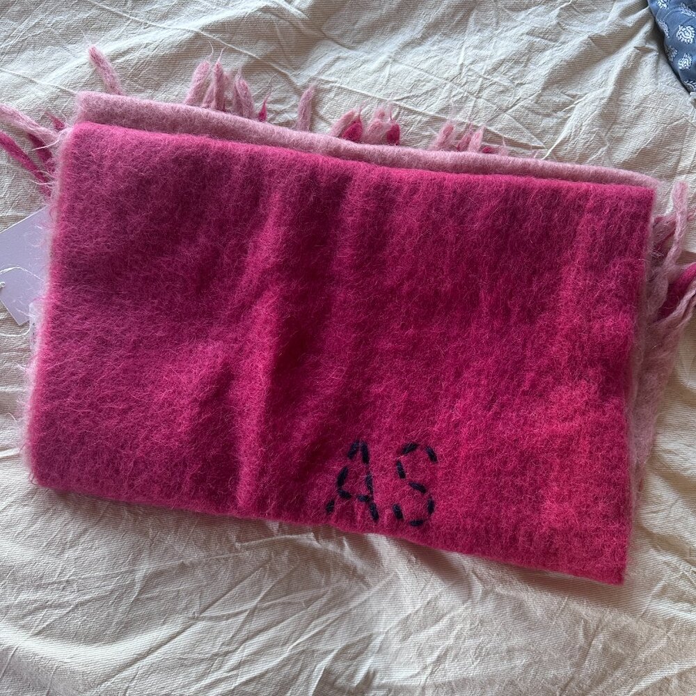 Acne Studios Ombré Mohair Blend Fringe Scarf - Pink - Picture 3 of 8